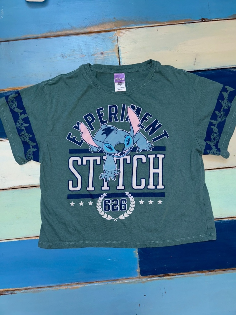 Disney Stitch Experiment 626 Graphic Tee Women's Large Green